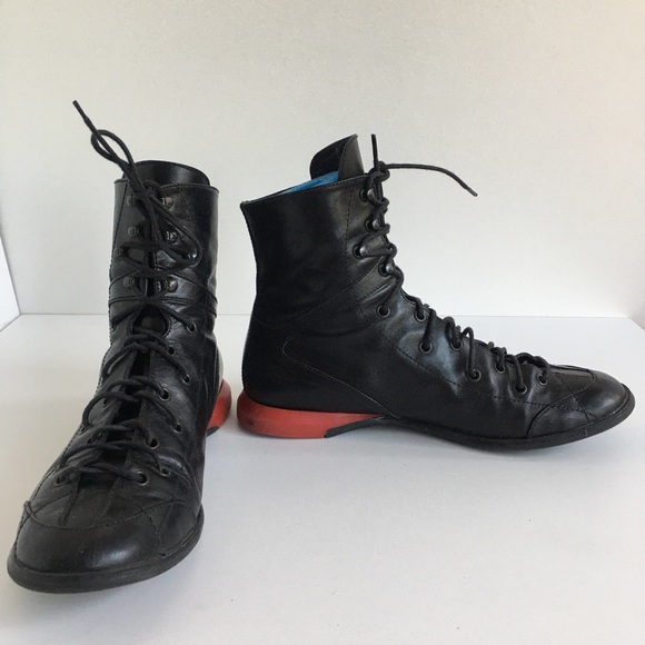 E-mail Women US 7 UK 5 Black Leather Lace-Up Boots - Picture 3 of 12